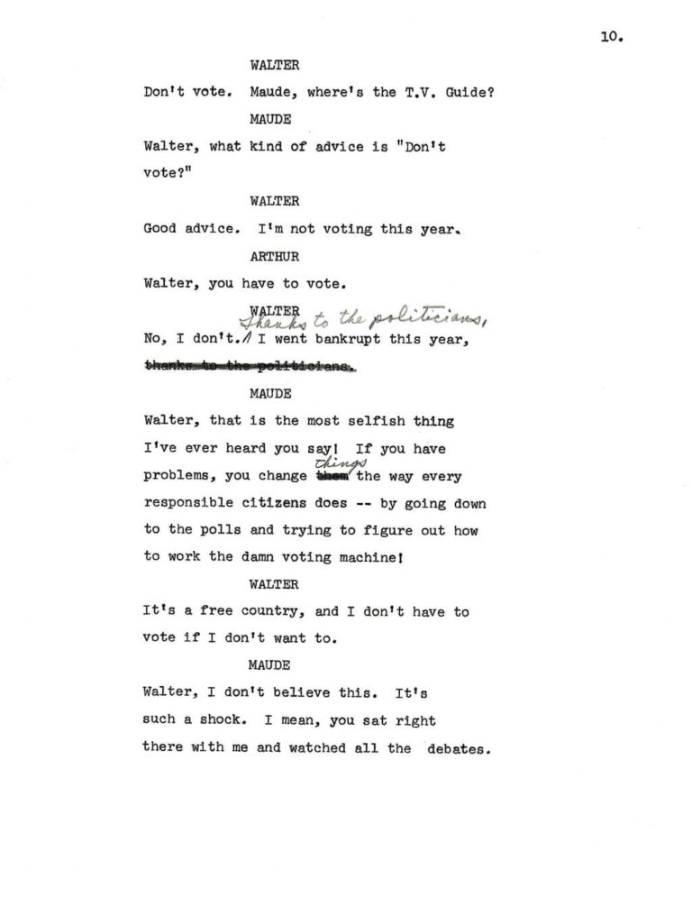 Maude, "The Election" script page 13