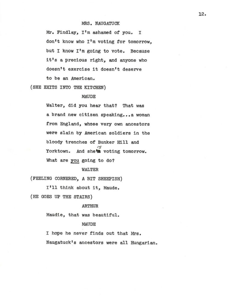 Maude, "The Election" script page 15