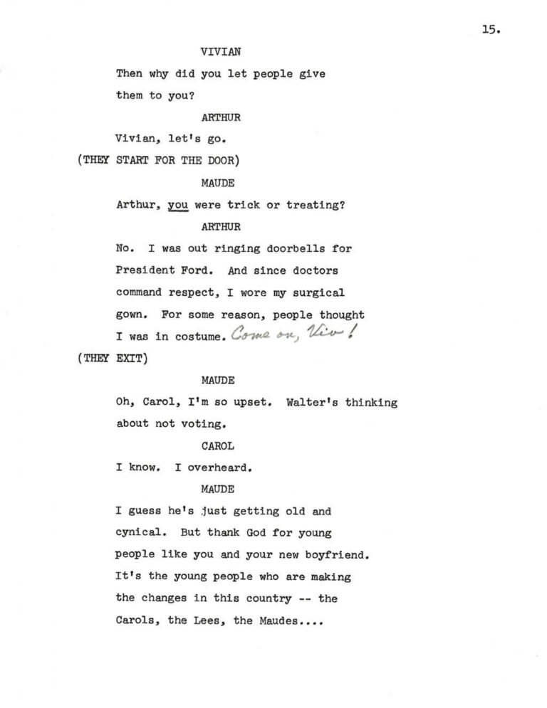 Maude, "The Election" script page 18